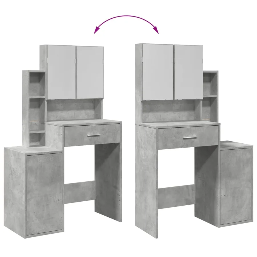 Coiffeuse avec armoire gris béton 80x35x132 cm - 9