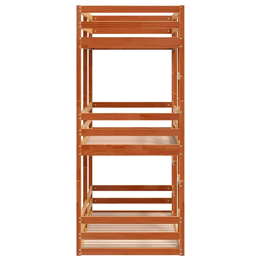 Lit superposé triple sans matelas 90x190 cm bois de pin massif - 6