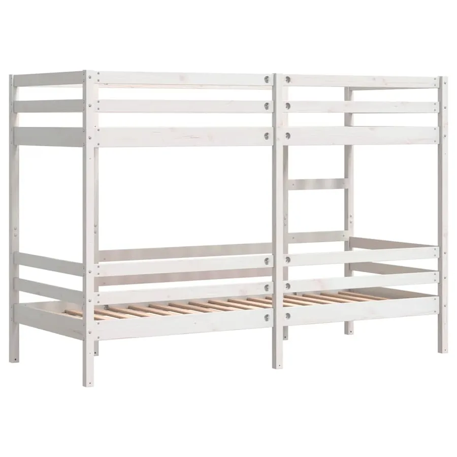 Lit superposé sans matelas blanc 90x200 cm bois de pin massif - 7