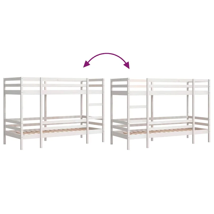 Lit superposé sans matelas blanc 90x200 cm bois de pin massif - 8