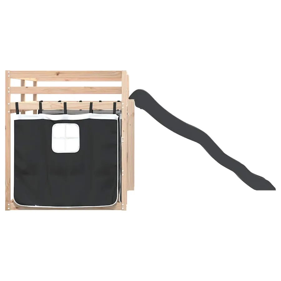 Lit superposé sans matelas avec toboggan blanc noir 80x200 cm - 9