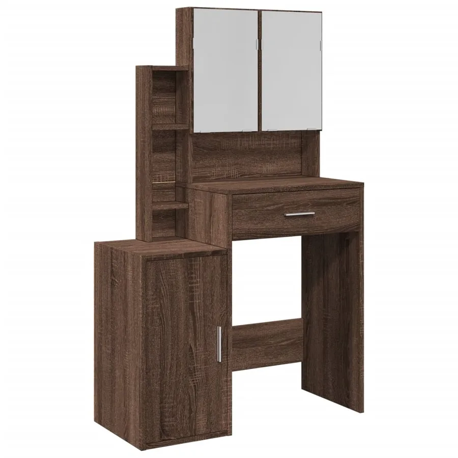 Coiffeuse avec armoire chêne marron 80x35x132 cm - 2