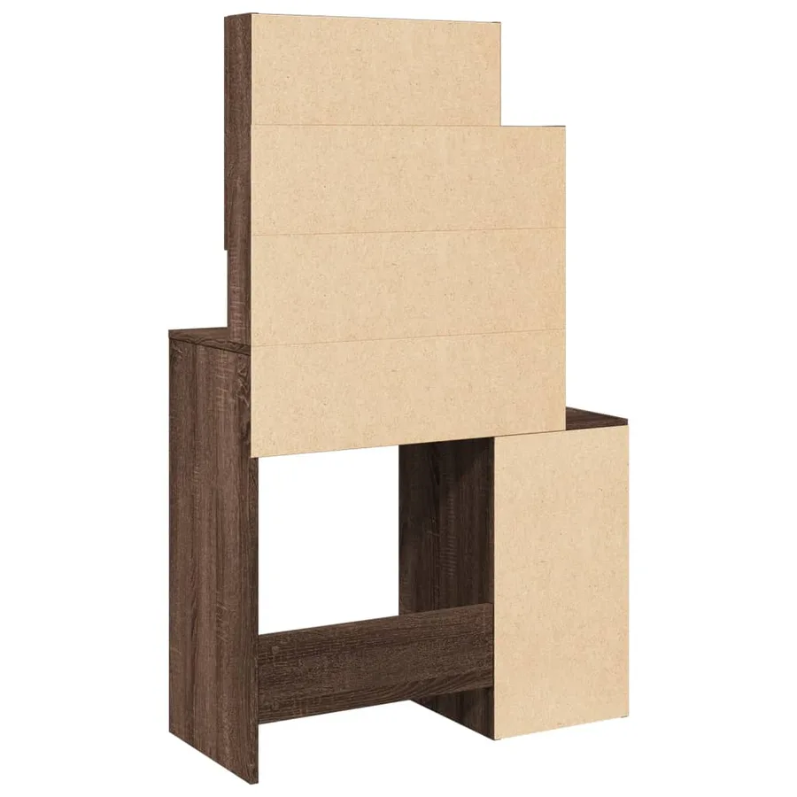 Coiffeuse avec armoire chêne marron 80x35x132 cm - 7