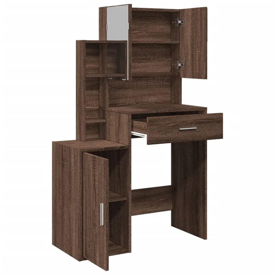 Coiffeuse avec armoire chêne marron 80x35x132 cm - 8