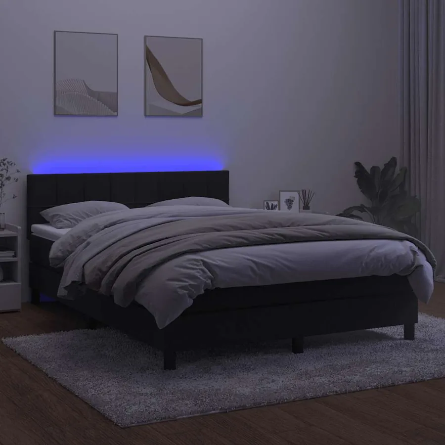 Sommier à lattes de lit avec matelas et LED Noir 140x200 cm - 3