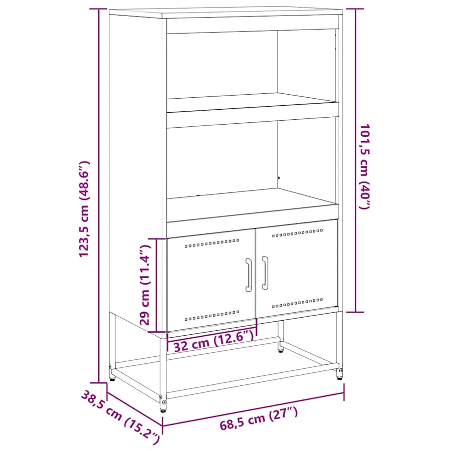 Buffet haut rose 68,5x38,5x123,5 cm acier - 12