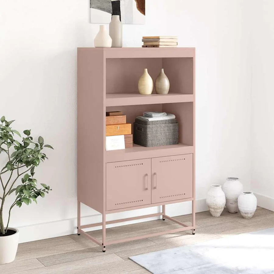 Buffet haut rose 68,5x38,5x123,5 cm acier - 3