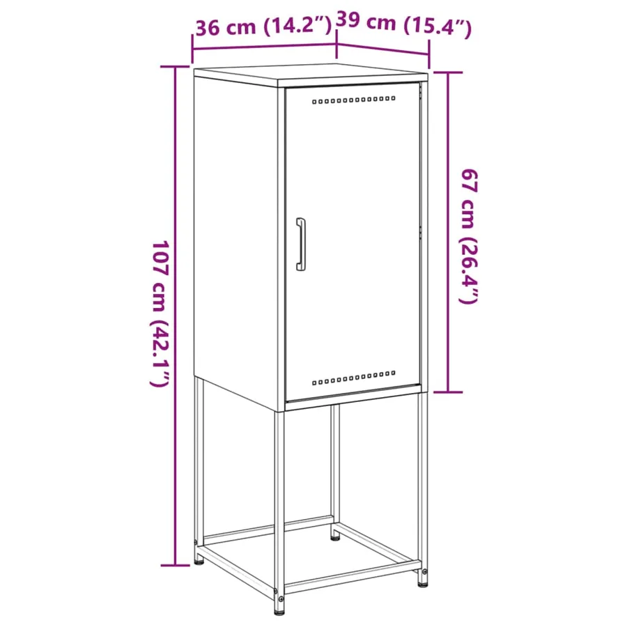 Buffet vert olive 36x39x107 cm acier - 13
