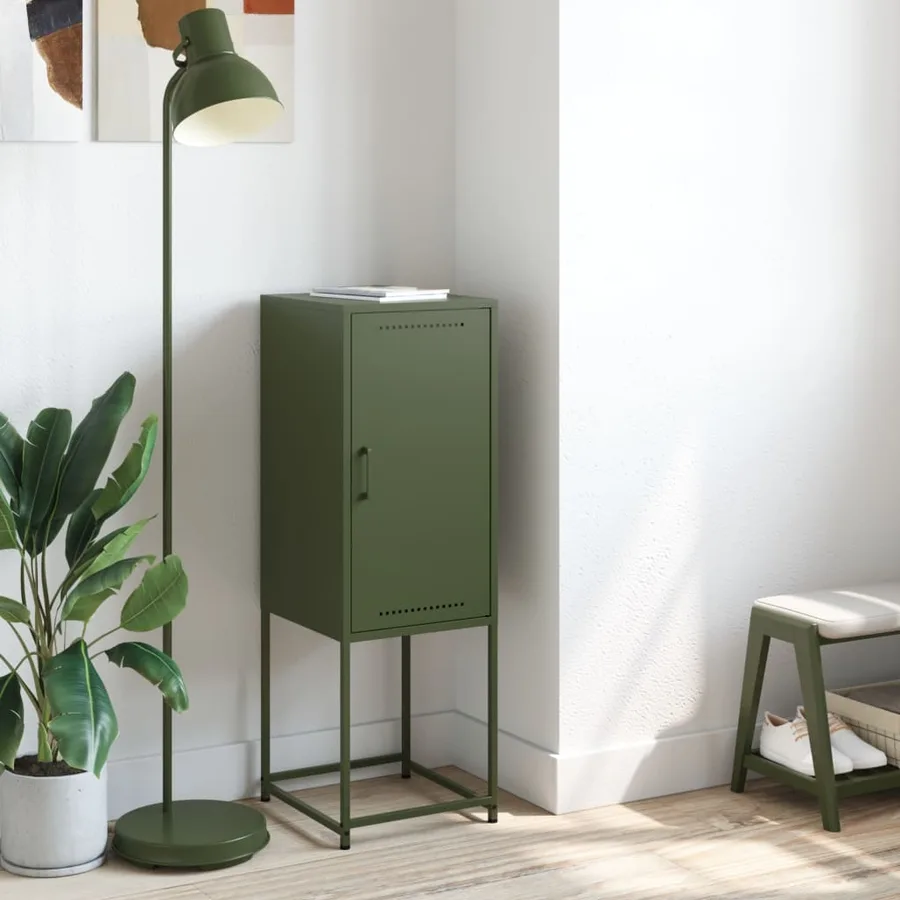 Buffet vert olive 36x39x107 cm acier - 3