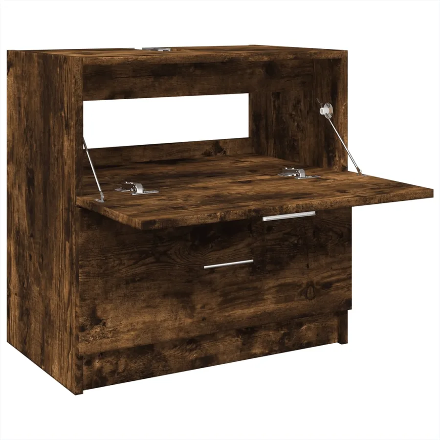 Meuble d'évier chêne fumé 59x37x59 cm bois d'ingénierie - 5