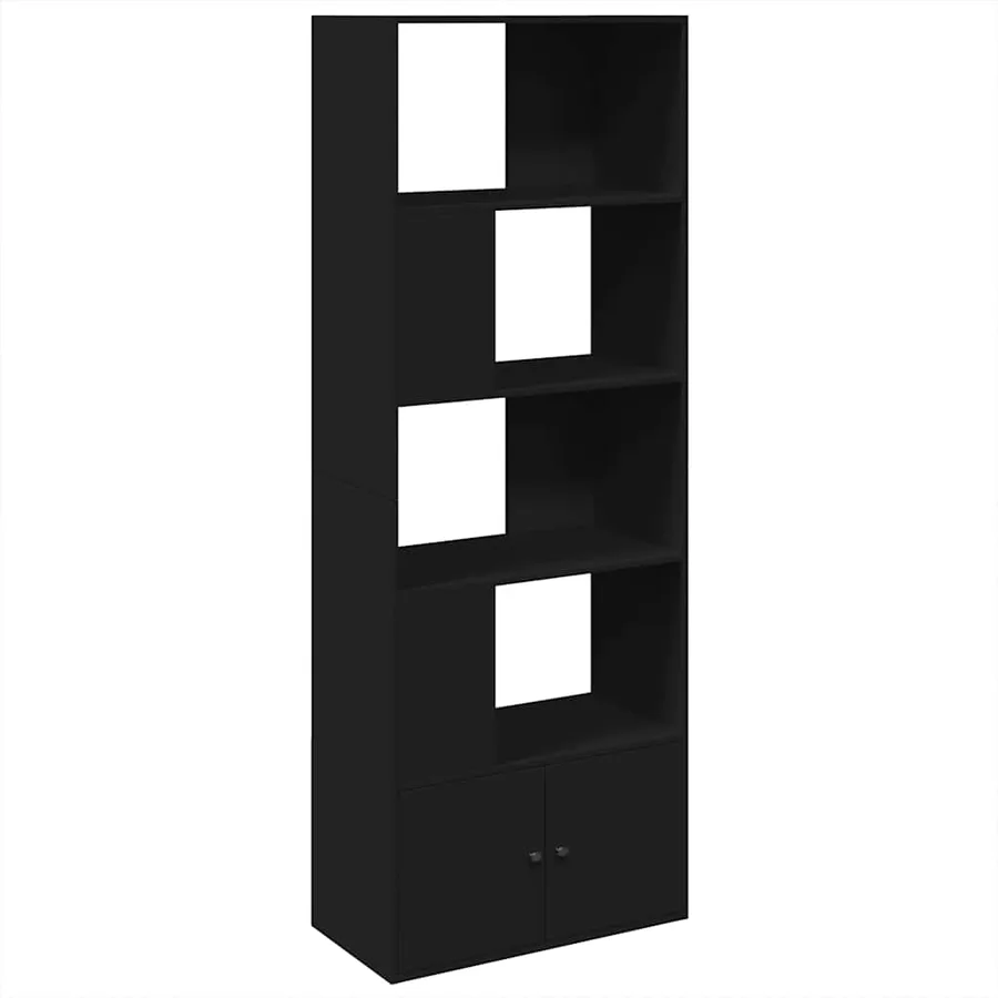 Bibliothèque noir 70x36x189 cm bois d'ingénierie - 2