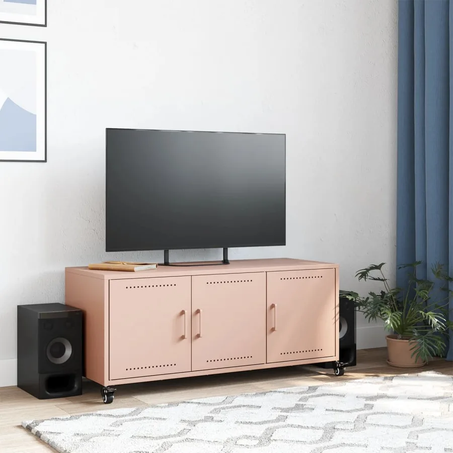 Meuble TV rose 100,5x39x43,5 cm acier - 3