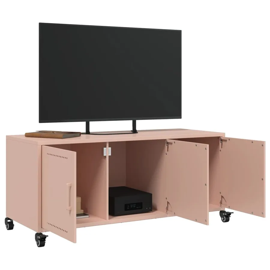 Meuble TV rose 100,5x39x43,5 cm acier - 4