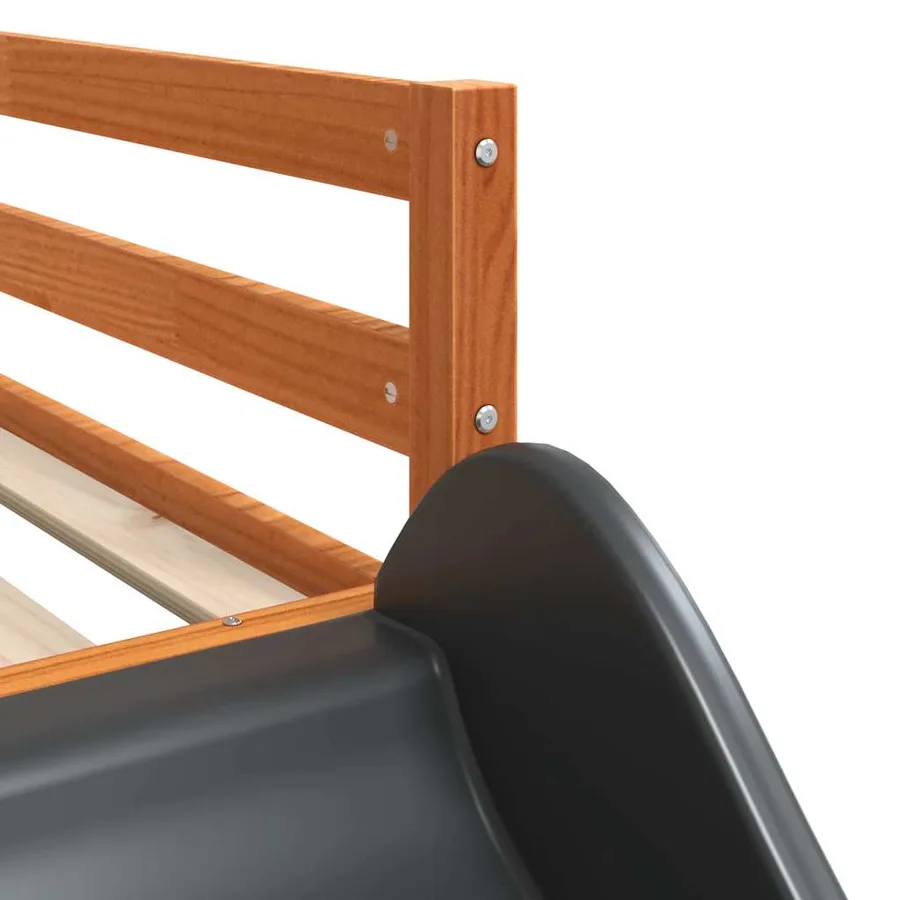 Lit superposé sans matelas avec toboggan blanc noir 90x200 cm - 12