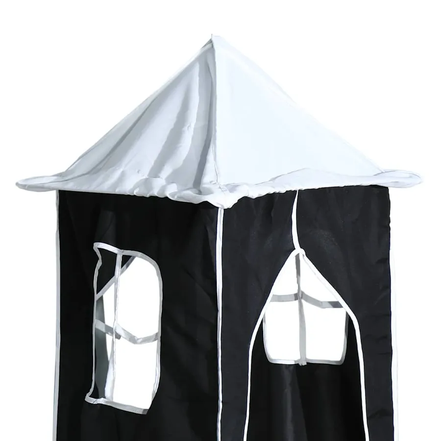 Lit superposé sans matelas avec toboggan blanc noir 90x200 cm - 14