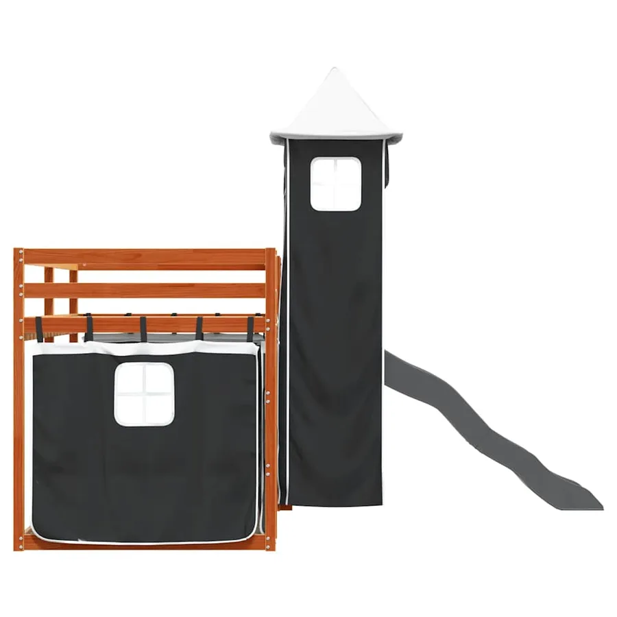 Lit superposé sans matelas avec toboggan blanc noir 90x200 cm - 9