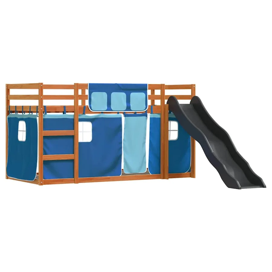 Lit superposé sans matelas avec toboggan et rideaux 90x200 cm - 3