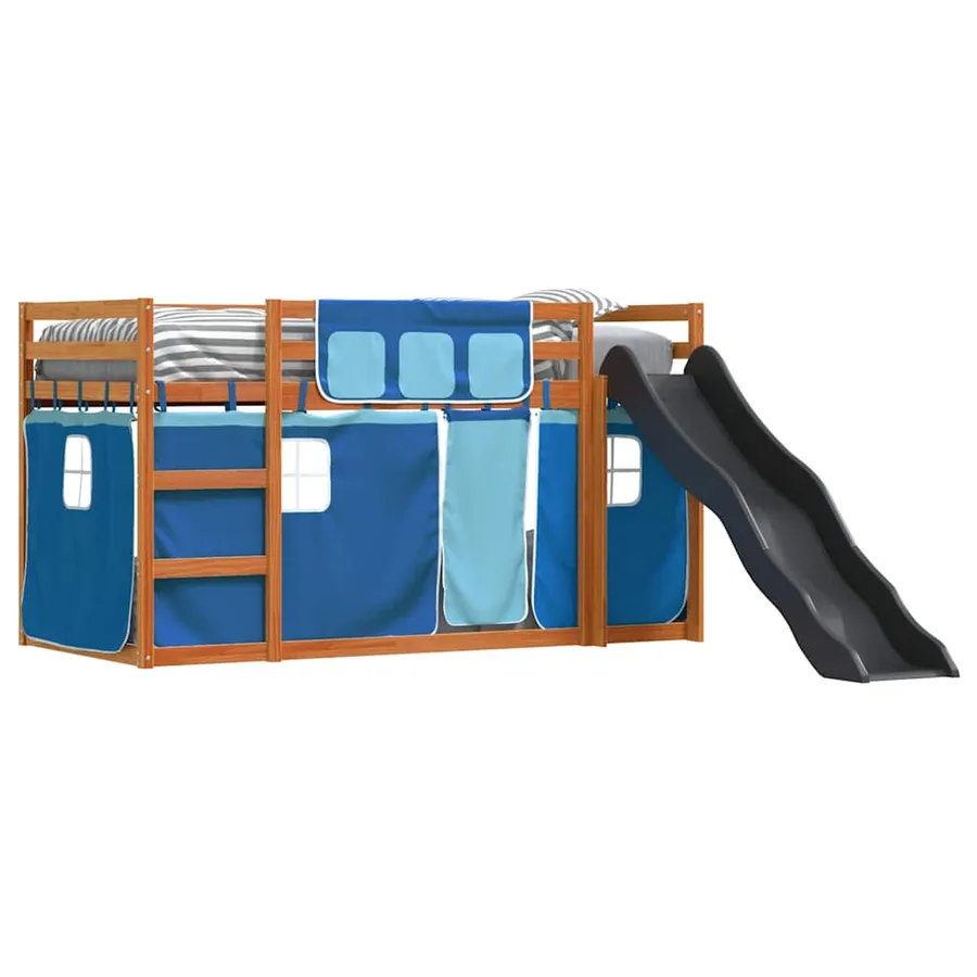 Lit superposé sans matelas avec toboggan et rideaux 90x200 cm - 4