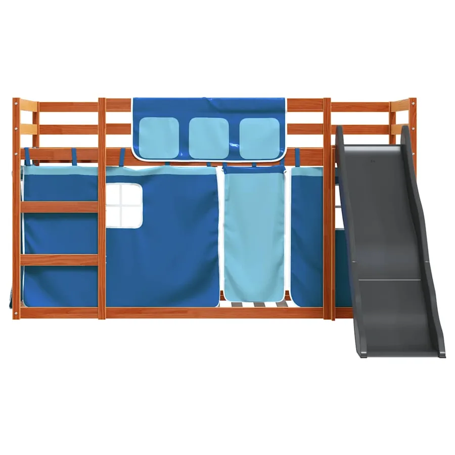 Lit superposé sans matelas avec toboggan et rideaux 90x200 cm - 7