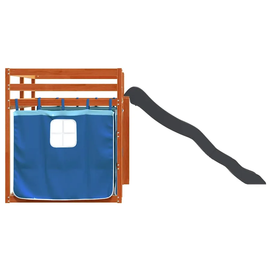 Lit superposé sans matelas avec toboggan et rideaux 90x200 cm - 9
