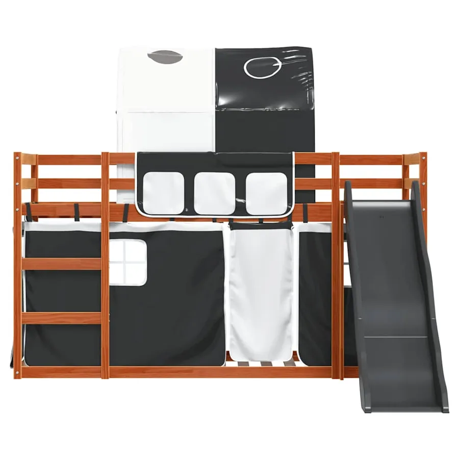 Lit superposé sans matelas avec toboggan blanc noir 90x200 cm - 7