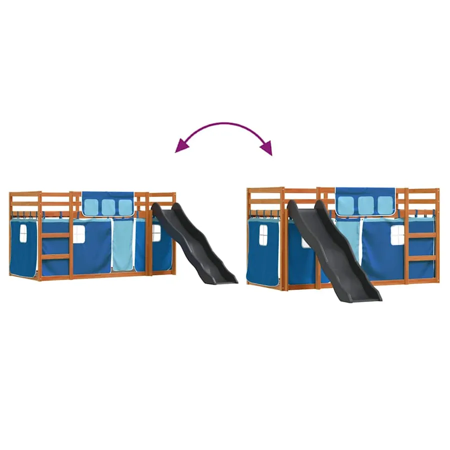 Lit superposé sans matelas avec toboggan et rideaux 80x200 cm - 11