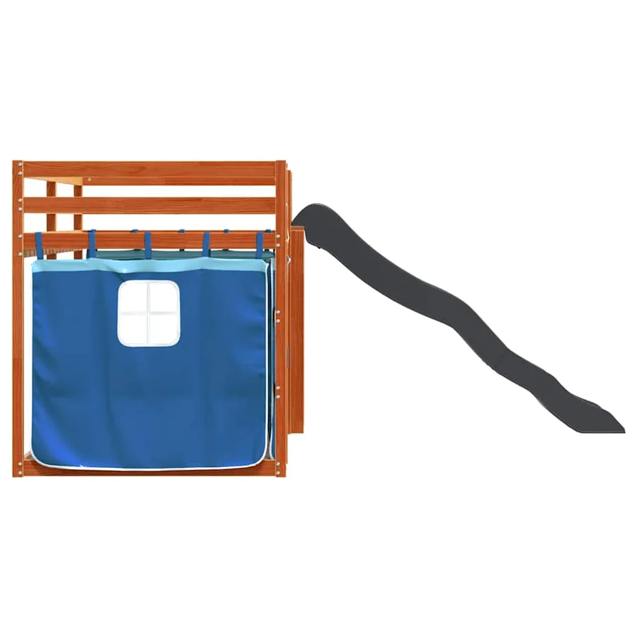 Lit superposé sans matelas avec toboggan et rideaux 80x200 cm - 9