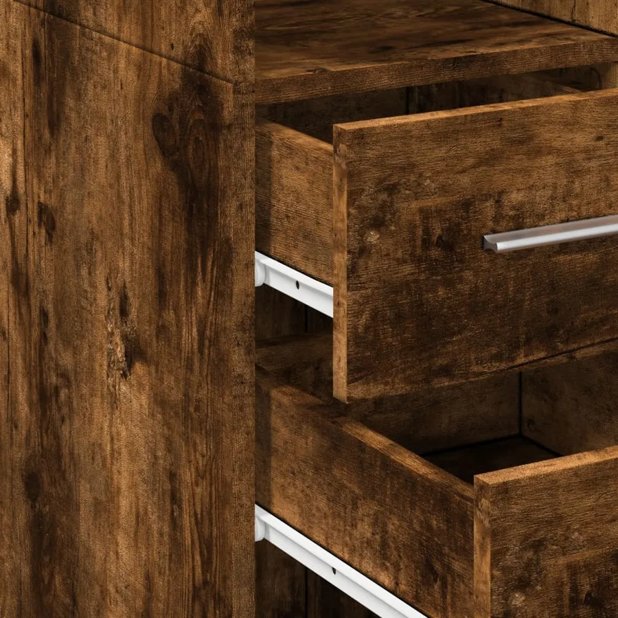 Armoire de rangement mince chêne fumé 30x42,5x225 cm - 11