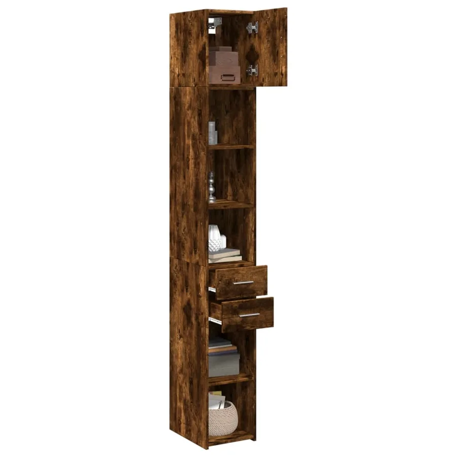 Armoire de rangement mince chêne fumé 30x42,5x225 cm - 3