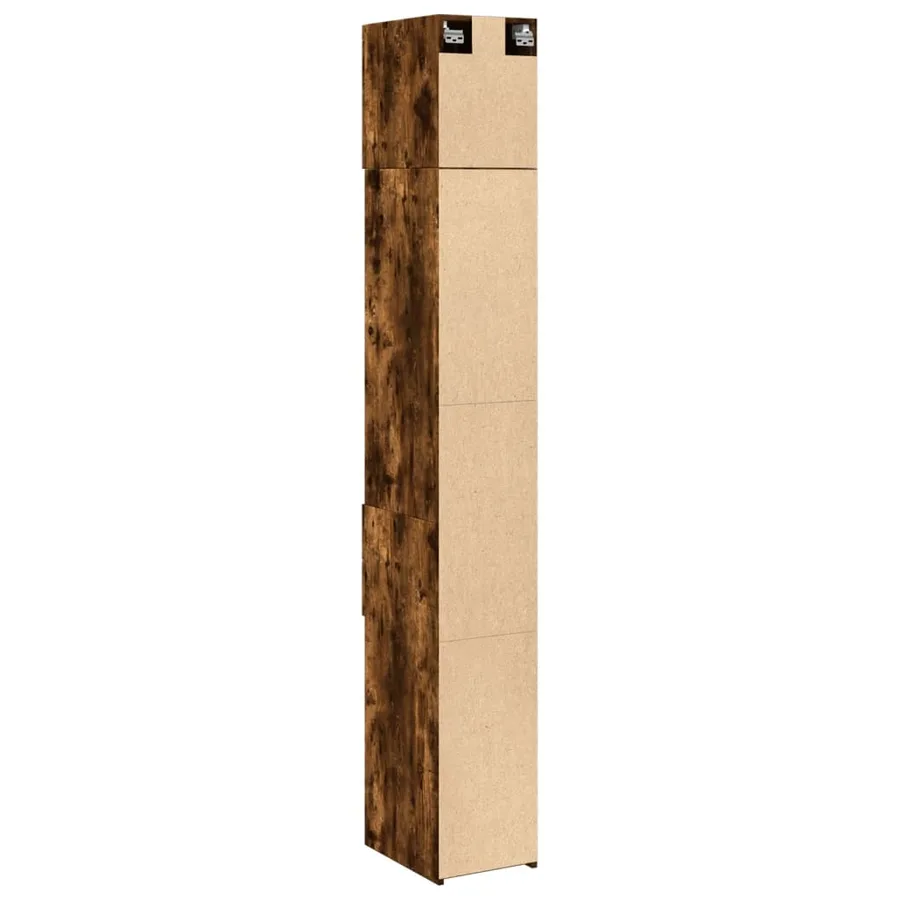 Armoire de rangement mince chêne fumé 30x42,5x225 cm - 8