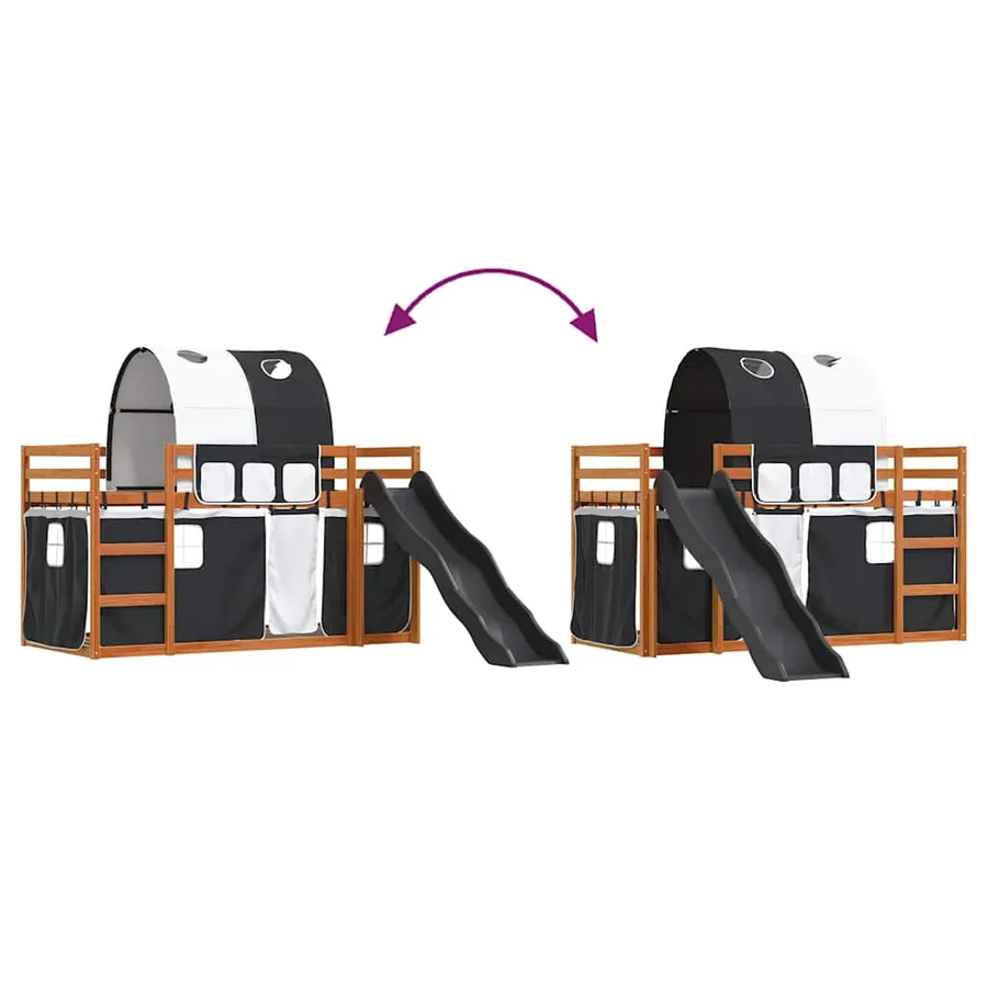 Lit superposé sans matelas avec toboggan blanc noir 80x200 cm - 11