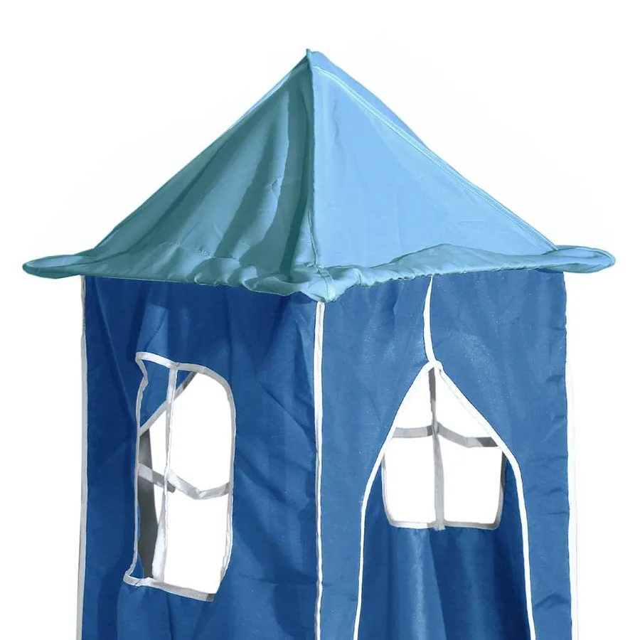 Lit superposé sans matelas avec toboggan et rideaux 80x200 cm - 14