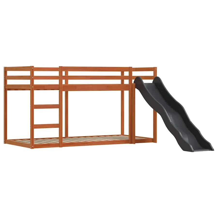 Lit superposé sans matelas avec toboggan et rideaux 80x200 cm - 8
