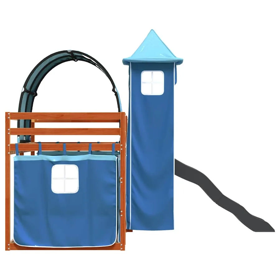 Lit superposé sans matelas avec toboggan et rideaux 80x200 cm - 9