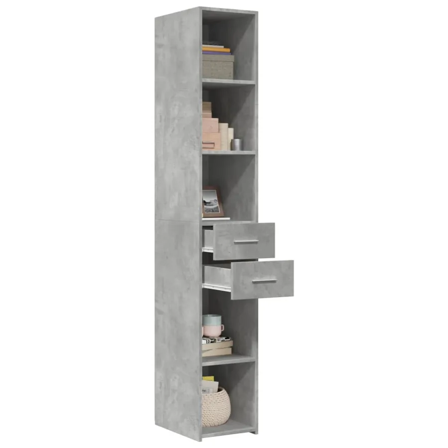 Buffet haut gris béton 30x42,5x185 cm bois d'ingénierie - 3