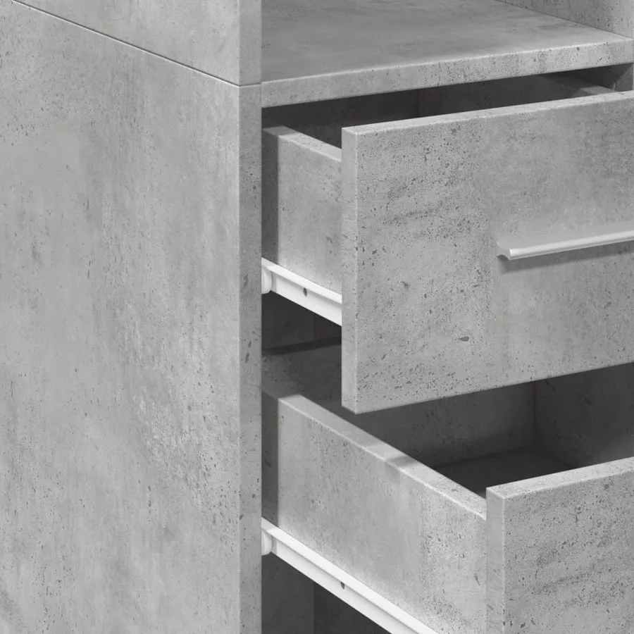 Buffet haut gris béton 30x42,5x185 cm bois d'ingénierie - 7