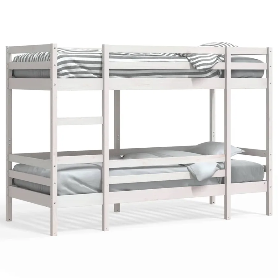 Lit superposé sans matelas blanc 75x190 cm bois de pin massif - 2