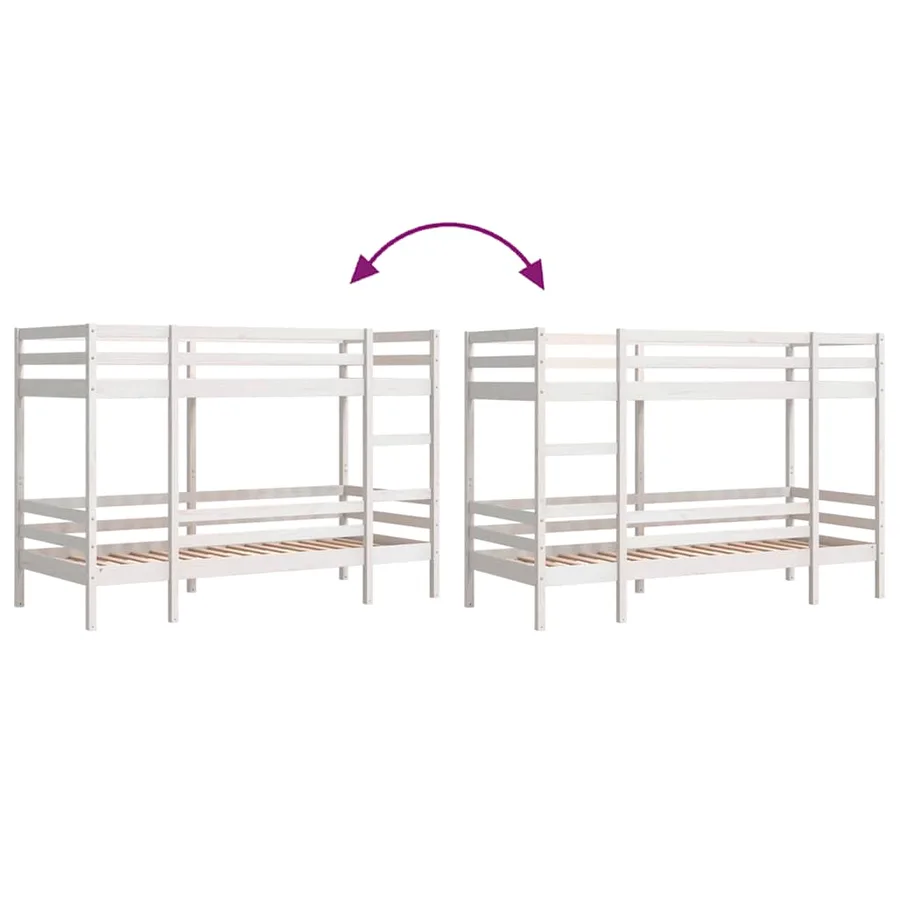 Lit superposé sans matelas blanc 75x190 cm bois de pin massif - 8