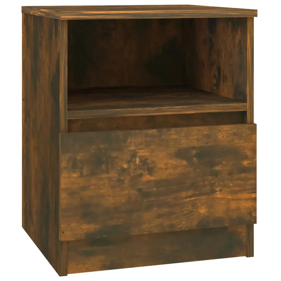 Table de chevet chêne fumé 40x40x50 cm bois d'ingénierie - 2