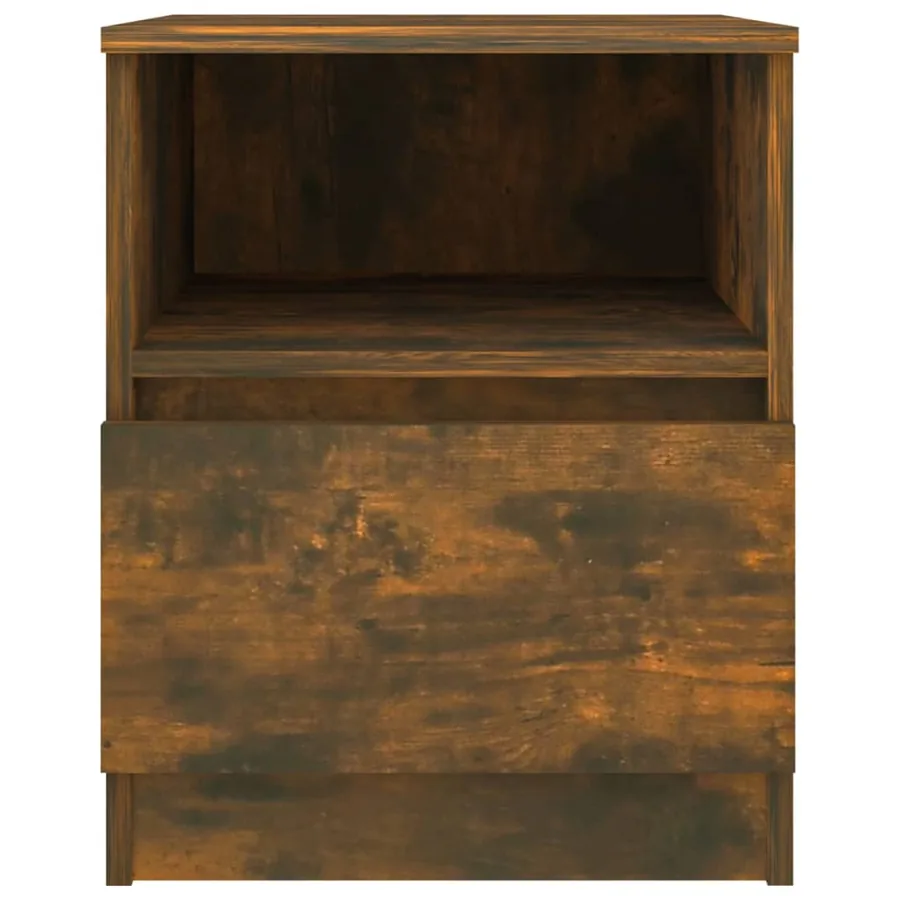 Table de chevet chêne fumé 40x40x50 cm bois d'ingénierie - 4
