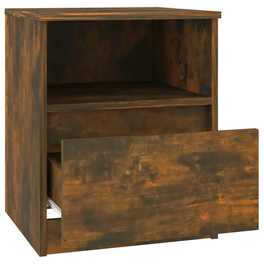 Table de chevet chêne fumé 40x40x50 cm bois d'ingénierie - 5