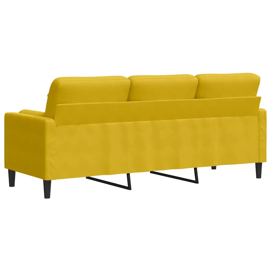 Canapé 3 places avec oreillers décoratifs jaune 180 cm velours - 5