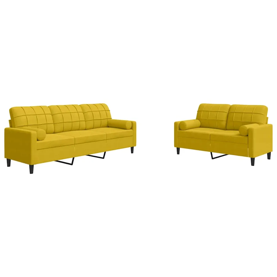 Ensemble de canapés 2 pcs avec coussins et traversins velours - 2