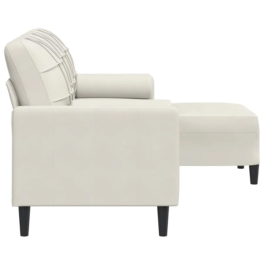 Canapé à 3 places avec repose-pieds Crème 180 cm Velours - 4