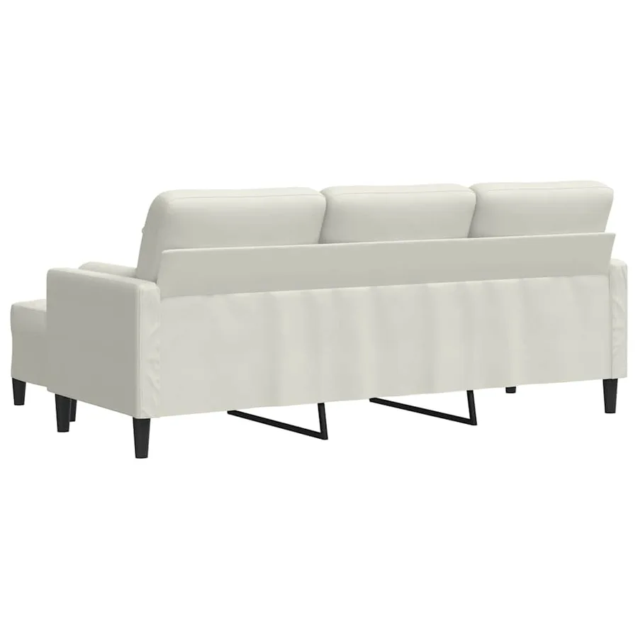 Canapé à 3 places avec repose-pieds Crème 180 cm Velours - 5