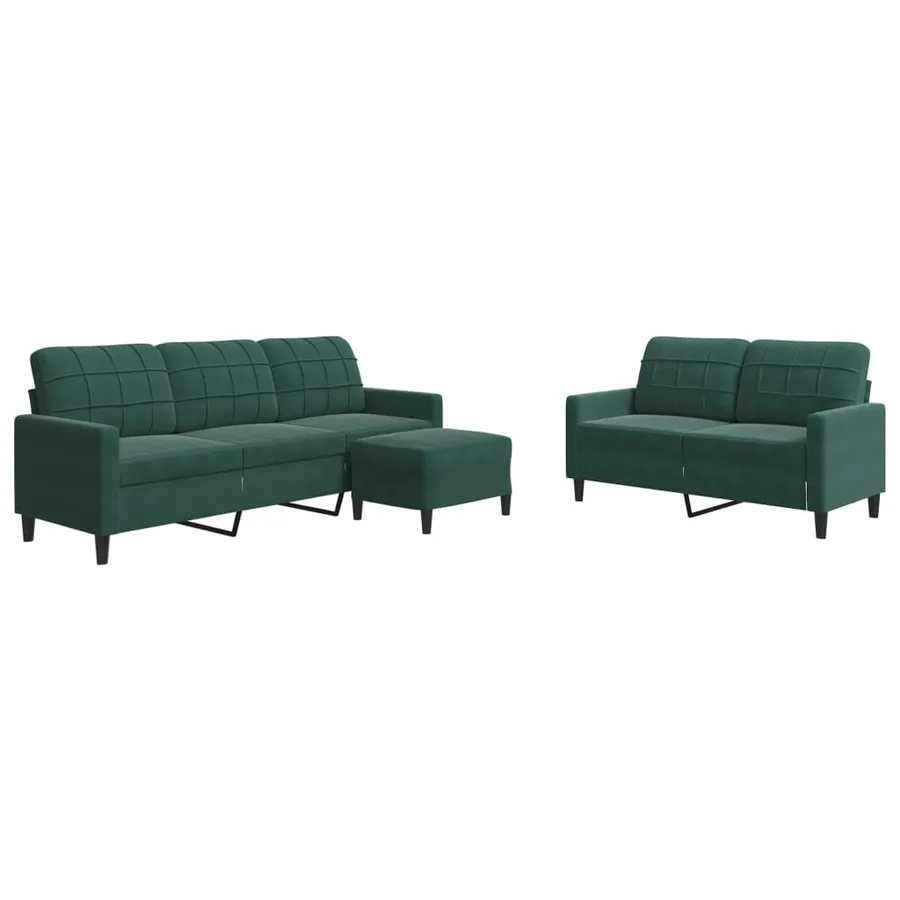 Ensemble de canapés 3 pcs avec coussins Vert foncé Velours - 2