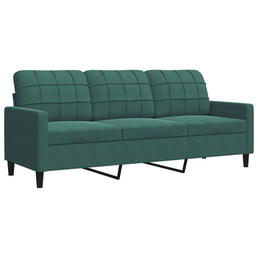 Ensemble de canapés 3 pcs avec coussins Vert foncé Velours - 4