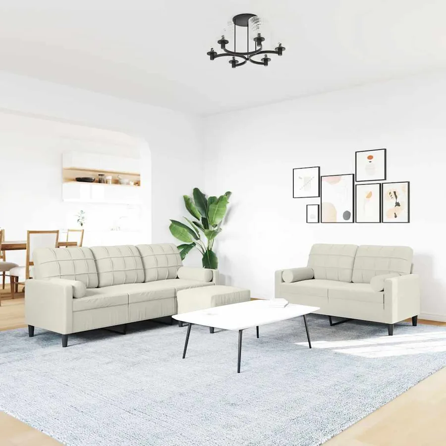 Ensemble de canapés 3 pcs avec coussins et traversins velours - 3