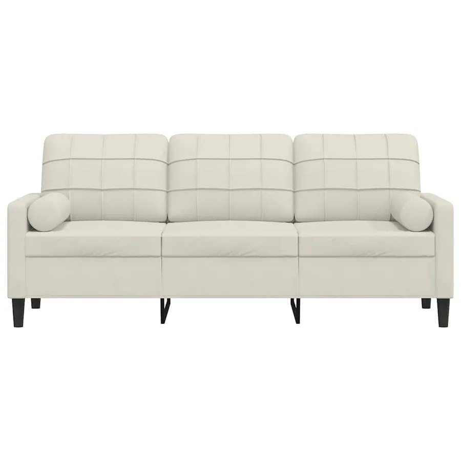 Canapé 3 places avec oreillers décoratifs crème 180 cm velours - 3
