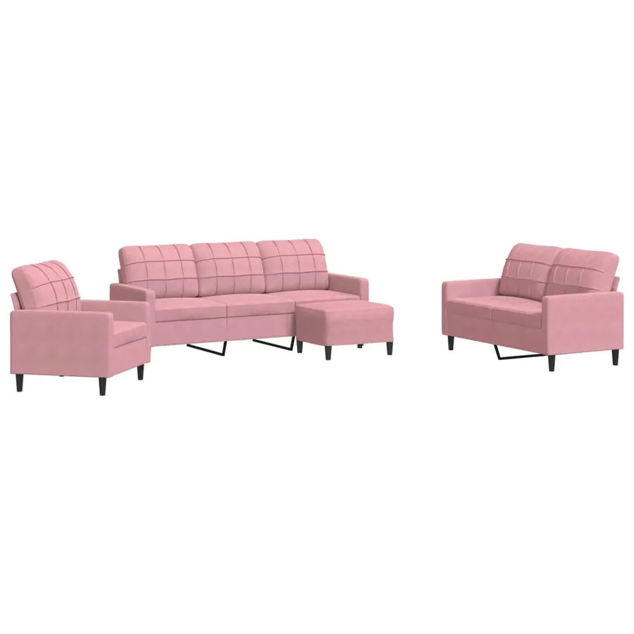 Ensemble de canapés 4 pcs avec coussins Rose Velours - 2